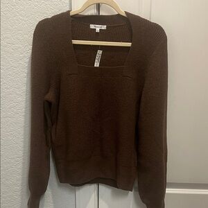 Madewell Chocolate Brown Square Neck Sweater